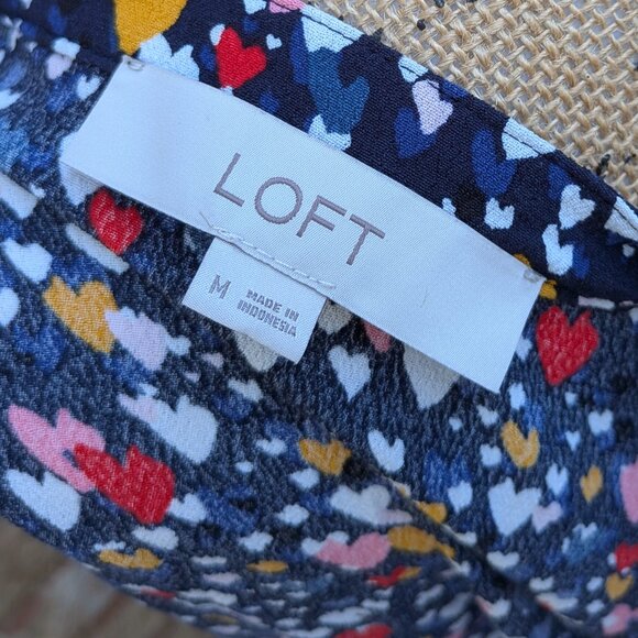 Ann Taylor LOFT Heart Print Swing dress size Medium - Picture 7 of 9